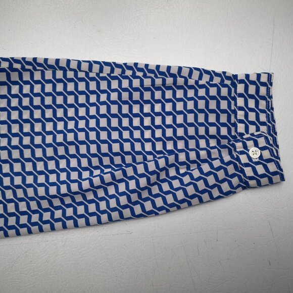 Gap Ladies Size Large Blue & Off White Pattern Boat Neck Blouse - Picture 10 of 12